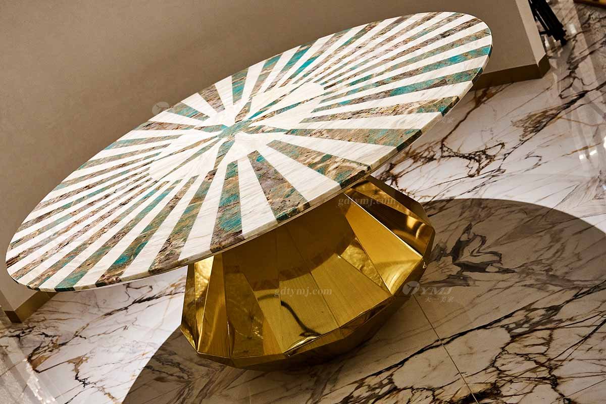 意式LUTUBE官方最新免费破解版LUTUBE视频在线观看别墅会所大宅家用奢华大气1.6米双拼大理石+钛金属圆餐台FB135D25RM场景