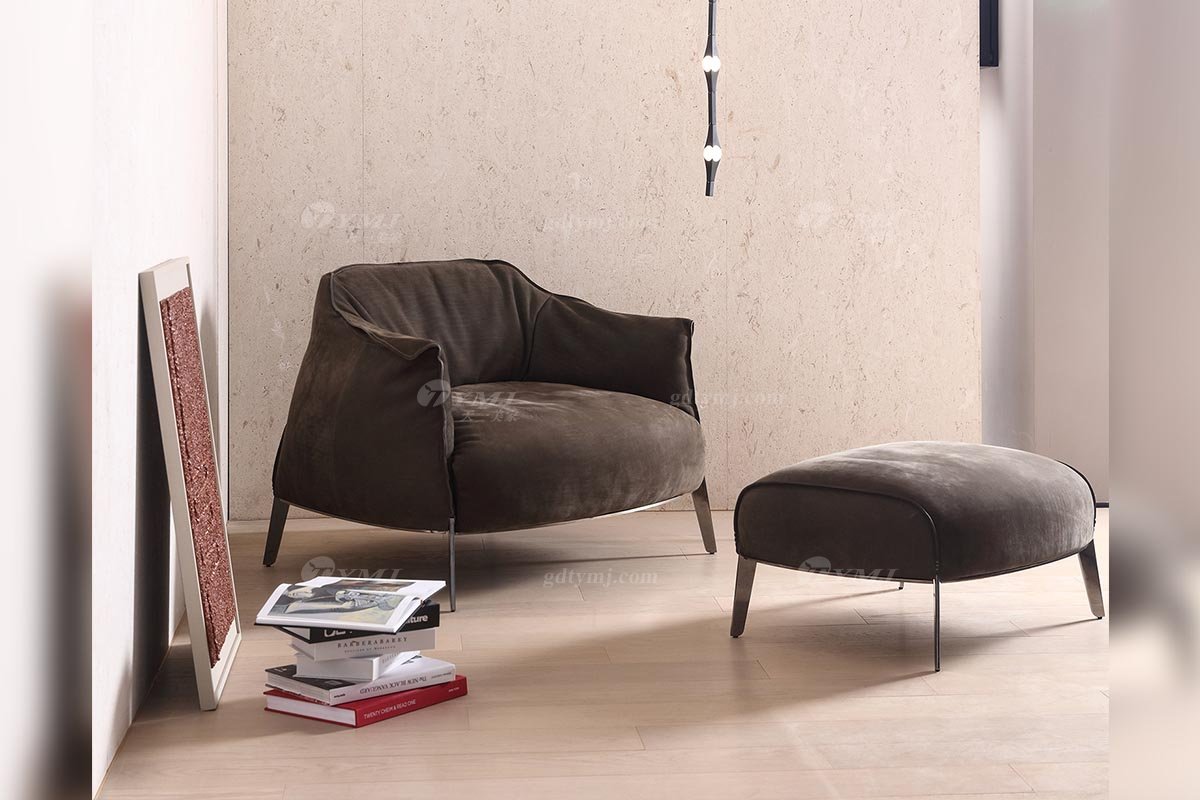 意式轻奢风格家具LUTUBE视频在线观看别墅会所家具雅奢皮艺休闲椅LC2201休闲椅1