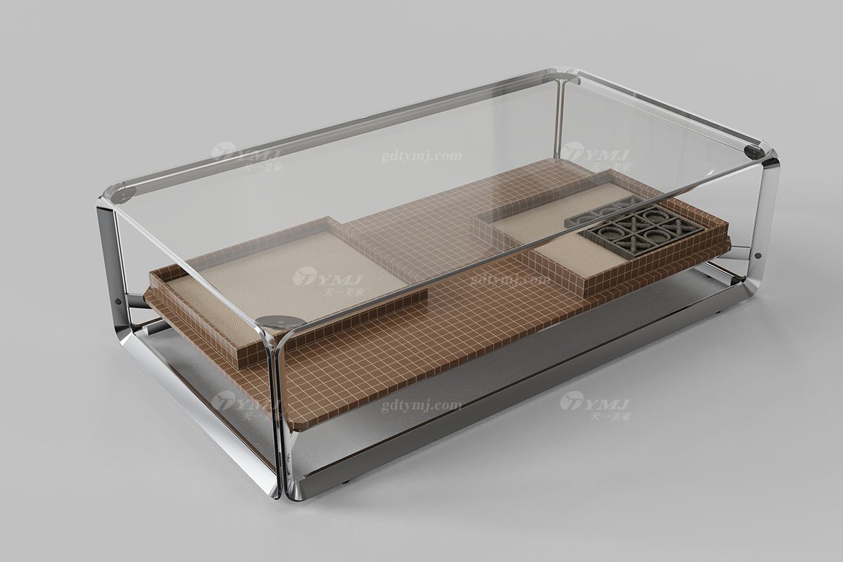  意式雅奢风格家具LUTUBE视频在线观看别墅会所家具简约高级不锈钢+玻璃方茶几LT2306茶几1