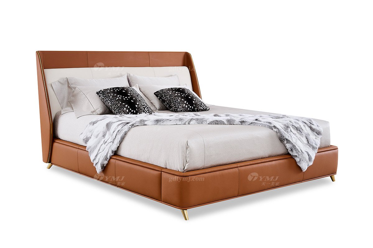 意式LUTUBE官方最新免费破解版LUTUBE视频在线观看别墅会所大宅家用时尚奢华钛金属橙色真皮1.8米大床118B21M床1