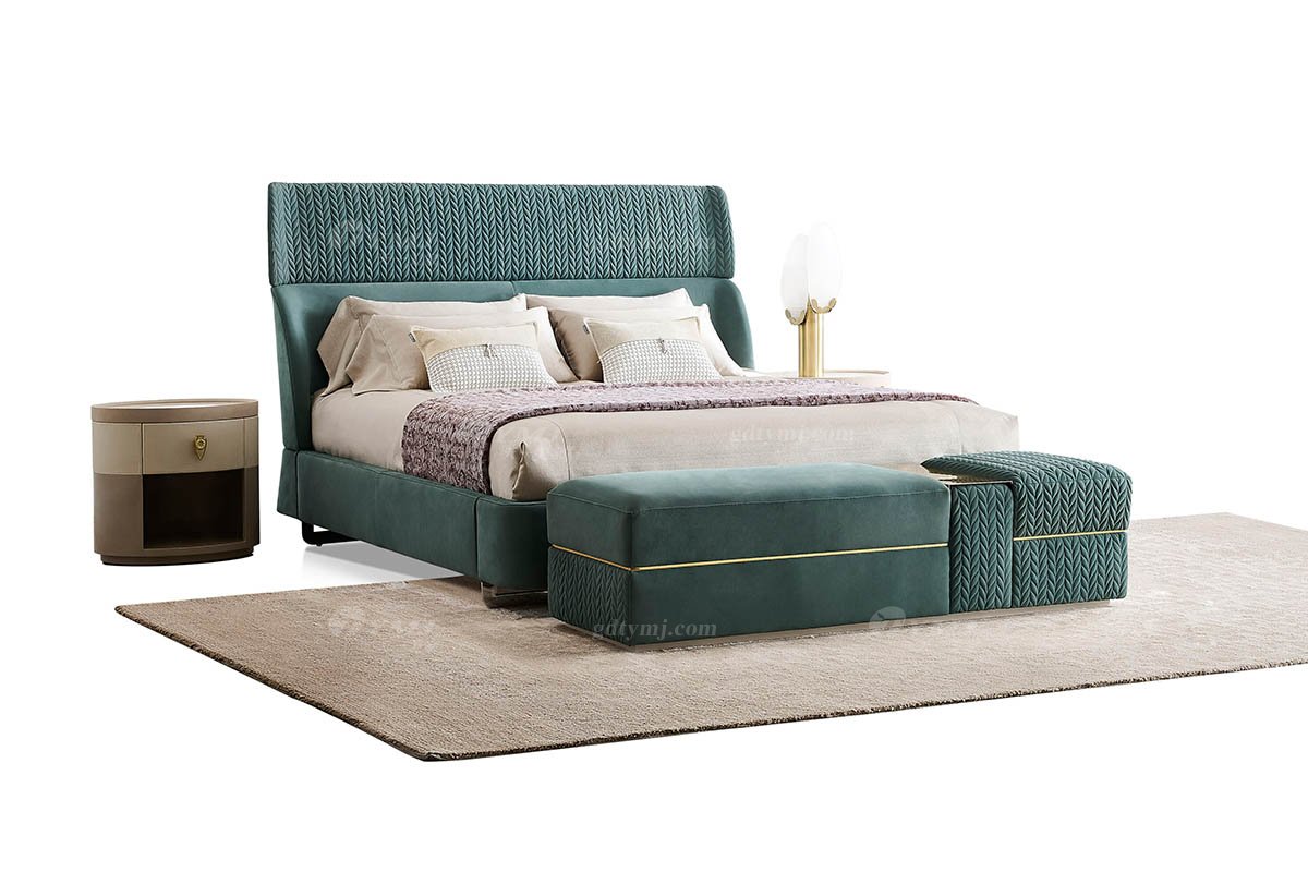 意式LUTUBE官方最新免费破解版LUTUBE视频在线观看别墅会所豪宅家用时尚奢华钛金+绿色真皮1.8米大床121B21M床2