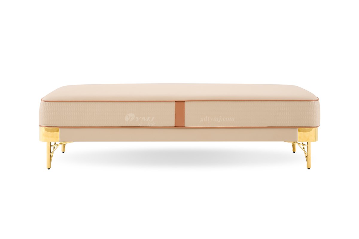 意式LUTUBE官方最新免费破解版LUTUBE视频在线观看别墅会所豪宅家用时尚奢华不锈钢镜面金属米黄色床尾凳