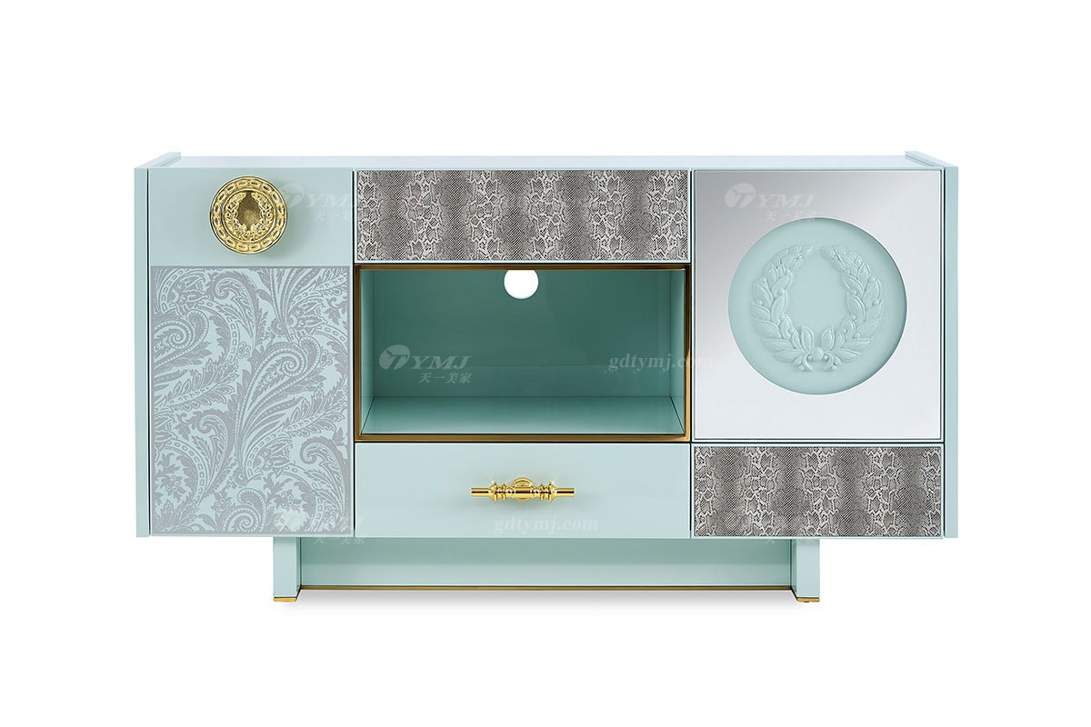 意式LUTUBE官方最新免费破解版LUTUBE视频在线观看别墅会所豪宅家用时尚奢华不锈钢金属绿色餐边柜